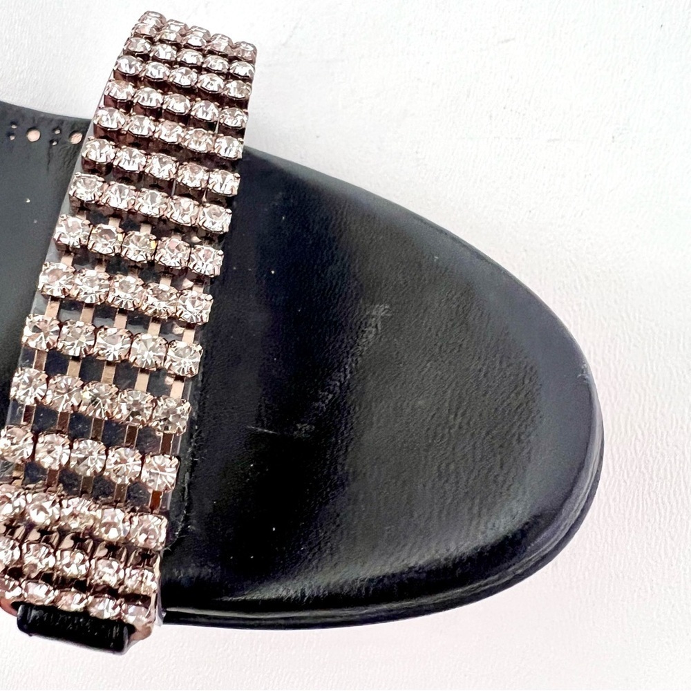 MANOLO BLAHNIK | Bashifa Black Leather‎ Jewel Ankle Bracelet Strap Sandal US 6 - Picture 10 of 14